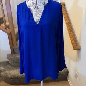 Torrid Blue Relaxed Blouse with White Accents